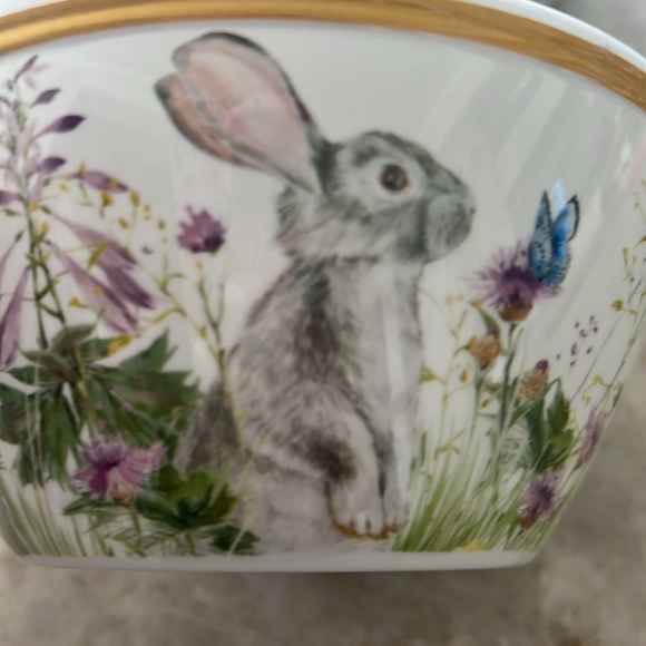 Williams Sonoma Floral Meadows Bowls Bunny Rabbit Flowers Melamine Easter - Picture 5 of 6